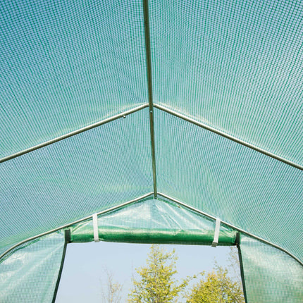 4 x 2 Metre Galvanised Frame Polytunnel Greenhouse with Windows and Door - Green