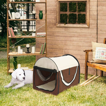 Folding Pet Carrier for Cats and Small Dogs 46x36x41 cm - Brown