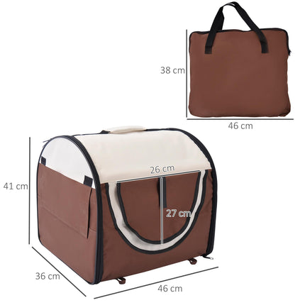 Folding Pet Carrier for Cats and Small Dogs 46x36x41 cm - Brown