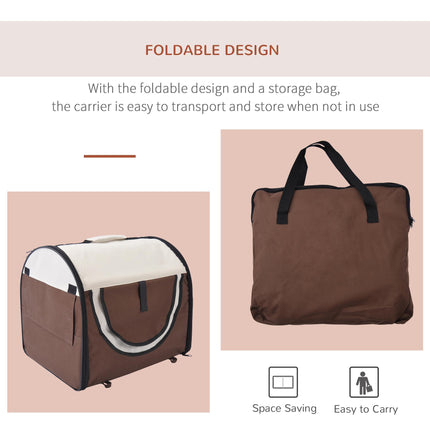 Folding Pet Carrier for Cats and Small Dogs 46x36x41 cm - Brown