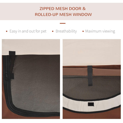 Folding Pet Carrier for Cats and Small Dogs 46x36x41 cm - Brown