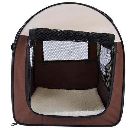 Folding Pet Carrier for Cats and Small Dogs 46x36x41 cm - Brown