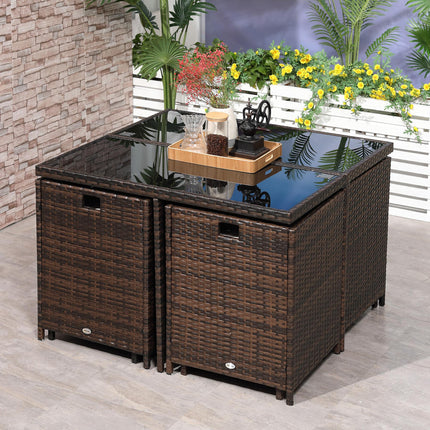 8 Seater Rattan Cube Garden Furniture Set, Rattan Dining Set with Cushions, Outd