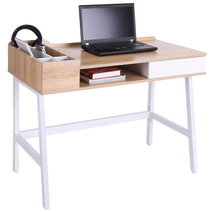 Computer Desk, Writing Desk, Study Workstation with Drawer, Storage Compartments