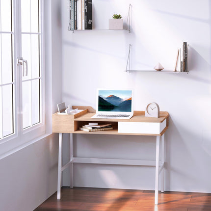 Computer Desk, Writing Desk, Study Workstation with Drawer, Storage Compartments