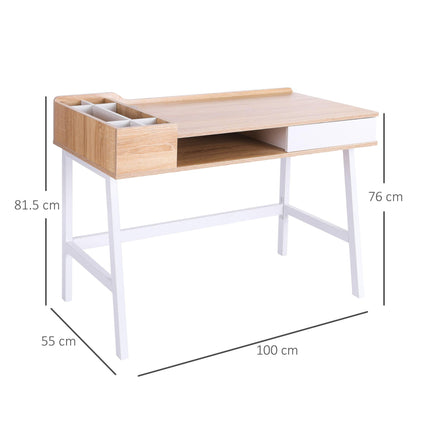 Computer Desk, Writing Desk, Study Workstation with Drawer, Storage Compartments