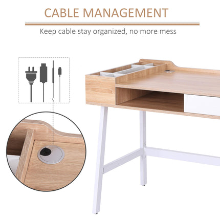 Computer Desk, Writing Desk, Study Workstation with Drawer, Storage Compartments