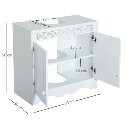 Bathroom Under Sink Storage Cabinet 2-Door Wooden Vanity Unit - White