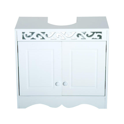 Bathroom Under Sink Storage Cabinet 2-Door Wooden Vanity Unit - White