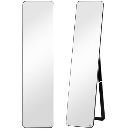 Full Length Free Standing & Wall Hanging Mirror 160x37cm - Black