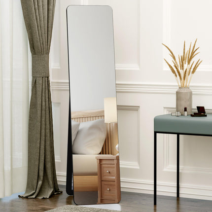Full Length Free Standing & Wall Hanging Mirror 160x37cm - Black