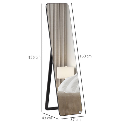 Full Length Free Standing & Wall Hanging Mirror 160x37cm - Black