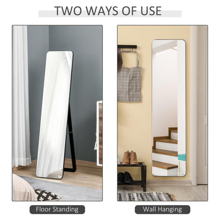 Full Length Free Standing & Wall Hanging Mirror 160x37cm - Black
