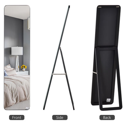 Full Length Free Standing & Wall Hanging Mirror 160x37cm - Black