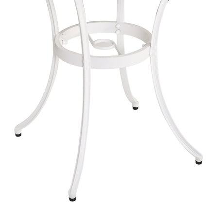 3PC Garden Bistro Set Round Table with 2 Chairs Aluminium - White