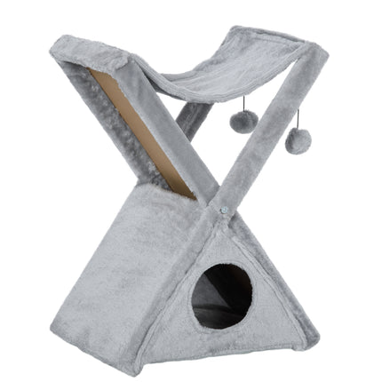 Two Tier Cat Tree for Indoor Cats Play Rest Activity Tower Plush Folding Relax C