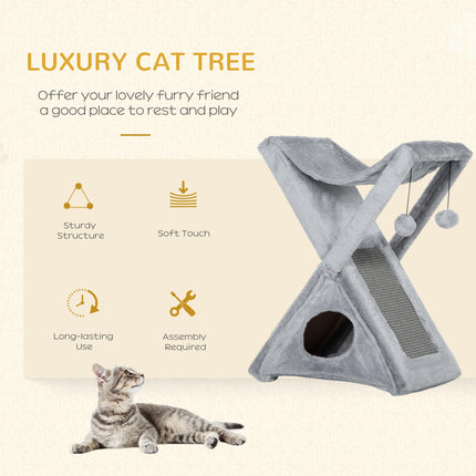 Two Tier Cat Tree for Indoor Cats Play Rest Activity Tower Plush Folding Relax C