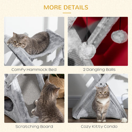 Two Tier Cat Tree for Indoor Cats Play Rest Activity Tower Plush Folding Relax C