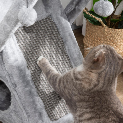 Two Tier Cat Tree for Indoor Cats Play Rest Activity Tower Plush Folding Relax C