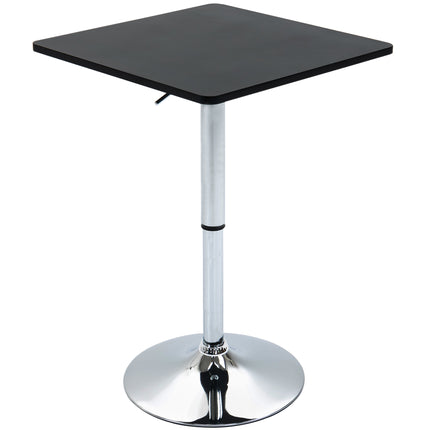 Modern Height Adjustable Counter Bar Table with 360° Swivel Top and Electroplated Metal Base - Black and Silver
