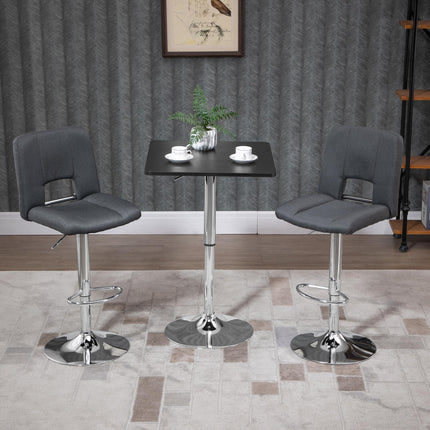 Modern Height Adjustable Counter Bar Table with 360° Swivel Top and Electroplated Metal Base - Black and Silver