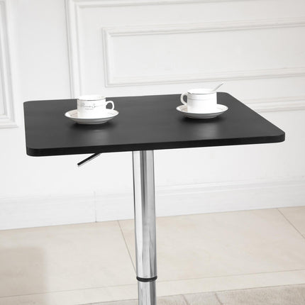 Modern Height Adjustable Counter Bar Table with 360° Swivel Top and Electroplated Metal Base - Black and Silver