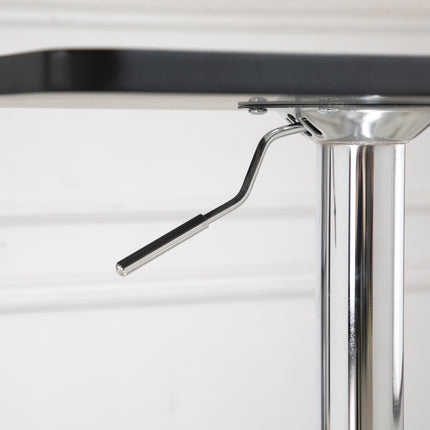 Modern Height Adjustable Counter Bar Table with 360° Swivel Top and Electroplated Metal Base - Black and Silver