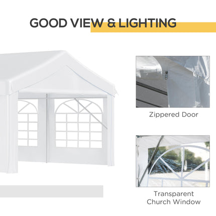 8m x 4m Garden Gazebo Tent with Steel Frame and Removable Walls - White