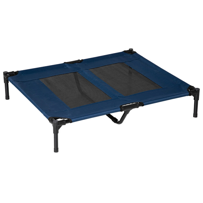 Elevated Portable Dog Bed with Sturdy Metal Frame Support - Blue