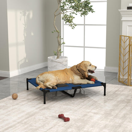 Elevated Portable Dog Bed with Sturdy Metal Frame Support - Blue