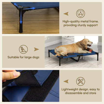Elevated Portable Dog Bed with Sturdy Metal Frame Support - Blue