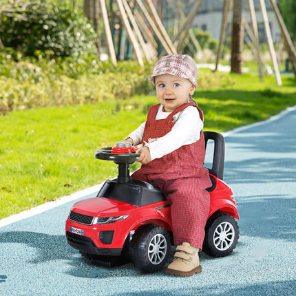 3-in-1 Toddler Ride On Car Foot-to-Floor Slider with Horn & Steering Wheel Manual with Storage - Red