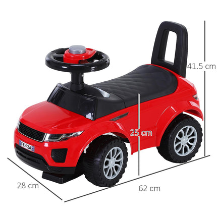 3-in-1 Toddler Ride On Car Foot-to-Floor Slider with Horn & Steering Wheel Manual with Storage - Red