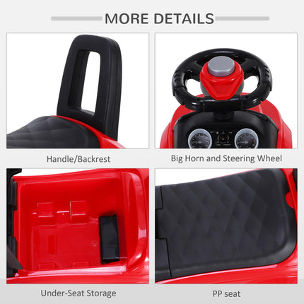 3-in-1 Toddler Ride On Car Foot-to-Floor Slider with Horn & Steering Wheel Manual with Storage - Red