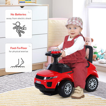3-in-1 Toddler Ride On Car Foot-to-Floor Slider with Horn & Steering Wheel Manual with Storage - Red