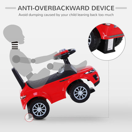 3-in-1 Toddler Ride On Car Foot-to-Floor Slider with Horn & Steering Wheel Manual with Storage - Red