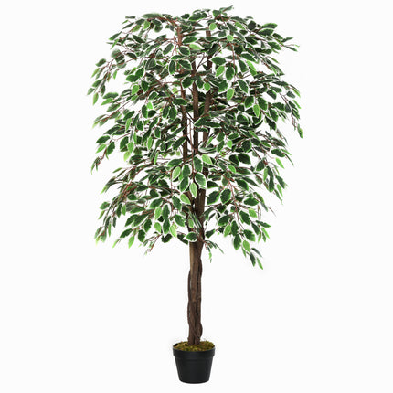 160cm Artificial Ficus Silk Tree with Cement Nursery Pot - Green