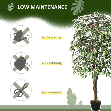 160cm Artificial Ficus Silk Tree with Cement Nursery Pot - Green