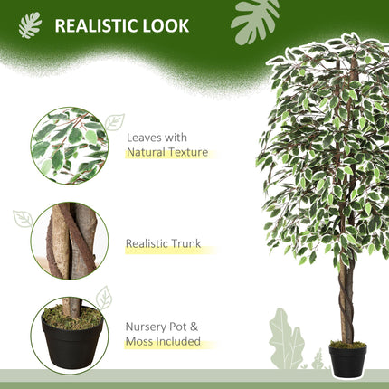 160cm Artificial Ficus Silk Tree with Cement Nursery Pot - Green