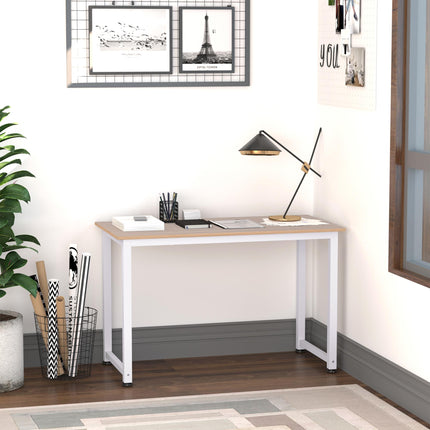 Computer Desk PC Writing Table with Adjustable Feet and Metal Frame - Oak White