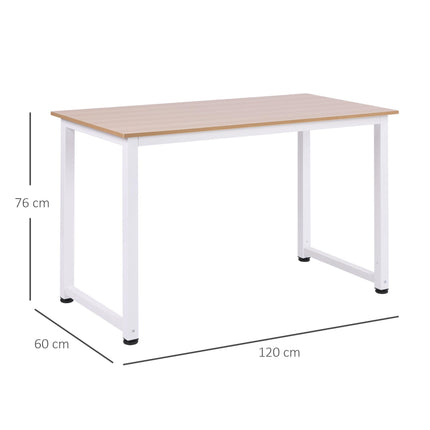 Computer Desk PC Writing Table with Adjustable Feet and Metal Frame - Oak White