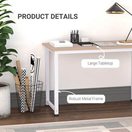 Computer Desk PC Writing Table with Adjustable Feet and Metal Frame - Oak White