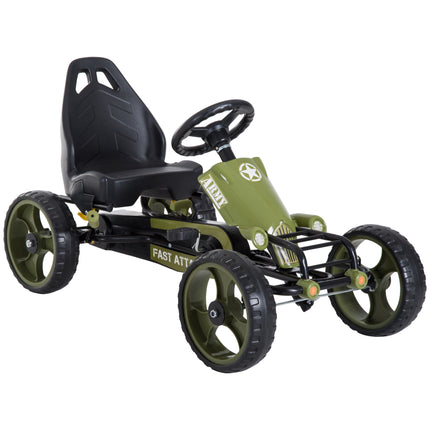 Kids Pedal Go Kart Ride On Racer with Adjustable Seat & Braking System - Green
