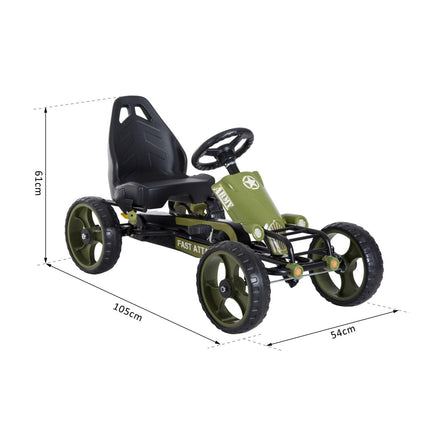 Kids Pedal Go Kart Ride On Racer with Adjustable Seat & Braking System - Green