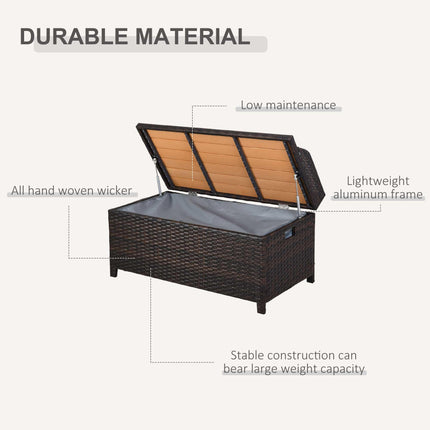 Patio PE Rattan Wicker Storage Bench with Cushion - Brown