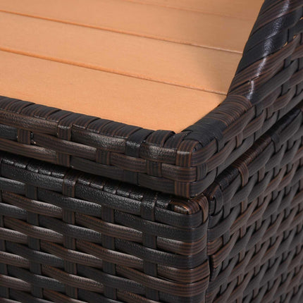 Patio PE Rattan Wicker Storage Bench with Cushion - Brown