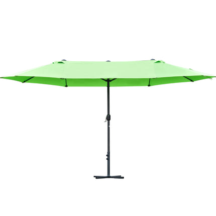 4.6m Double Canopy Garden Parasol with Cross Base - Green
