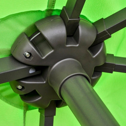 4.6m Double Canopy Garden Parasol with Cross Base - Green