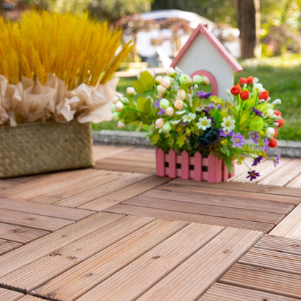 27 Piece Solid Wood Interlocking Deck Tiles Set 2.5㎡ - Brown