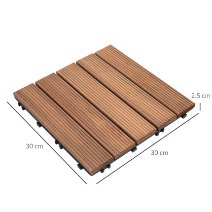 27 Piece Solid Wood Interlocking Deck Tiles Set 2.5㎡ - Brown